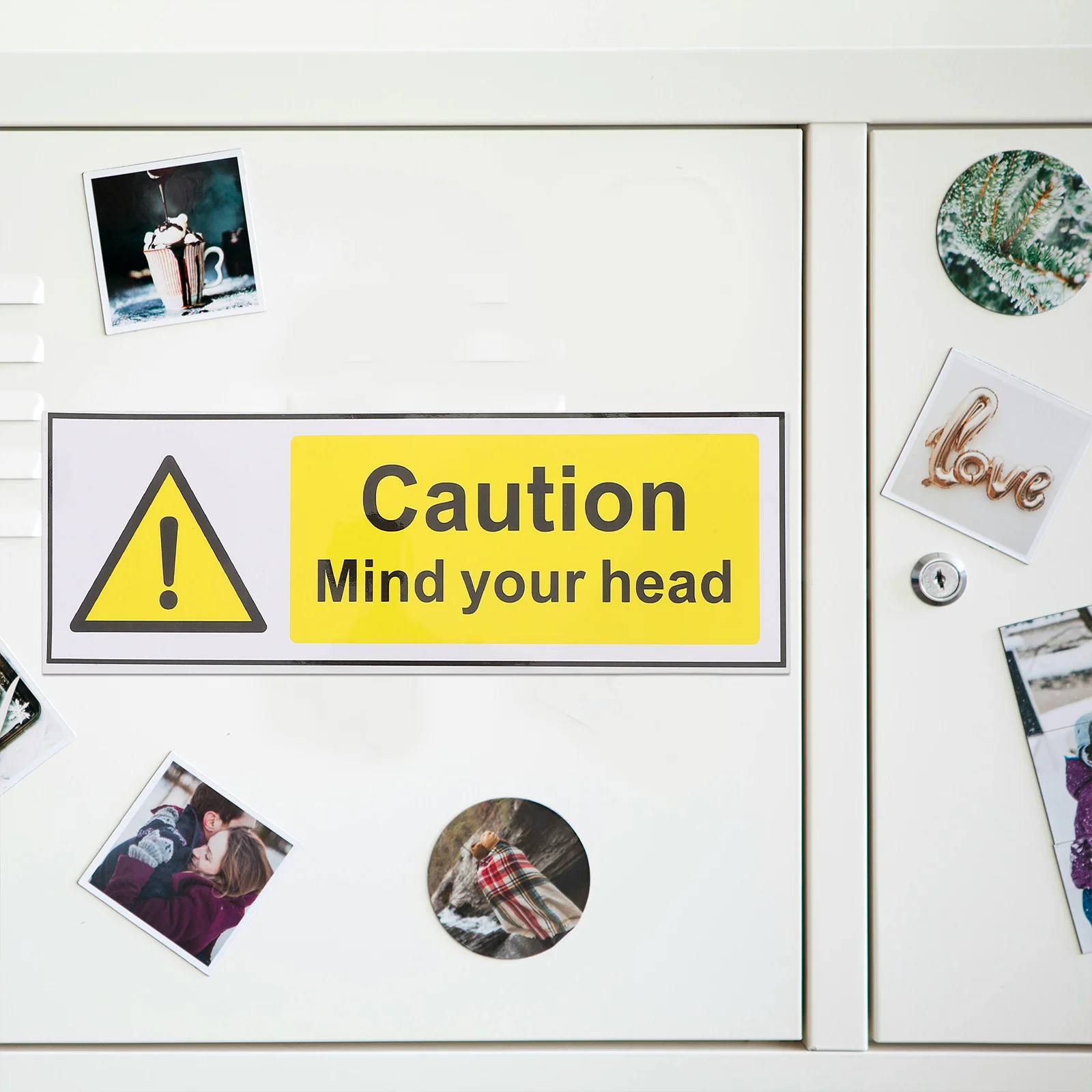 2 Sheets Safety Warning Signs Hearing Protection Label Sticker Watch Your Head Stickers Caution Mind Pp Synthetic Paper Decal