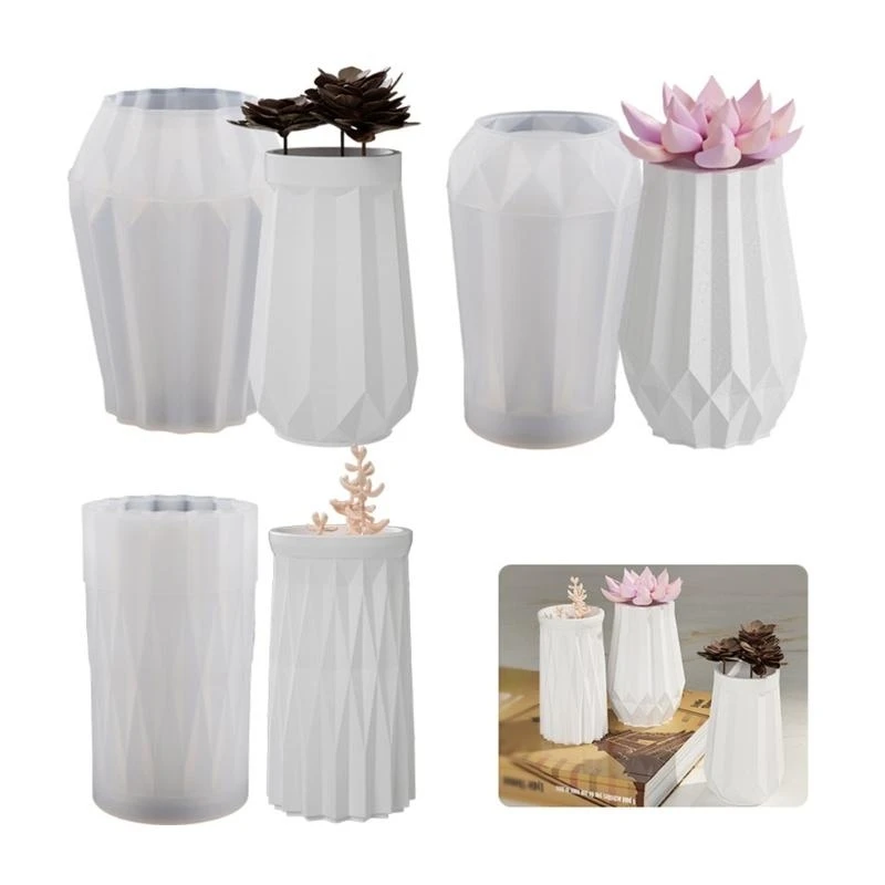 

91AC Flower Pot Silicone Mold DIY Resin Epoxy Molds Holder Storage Box Mould