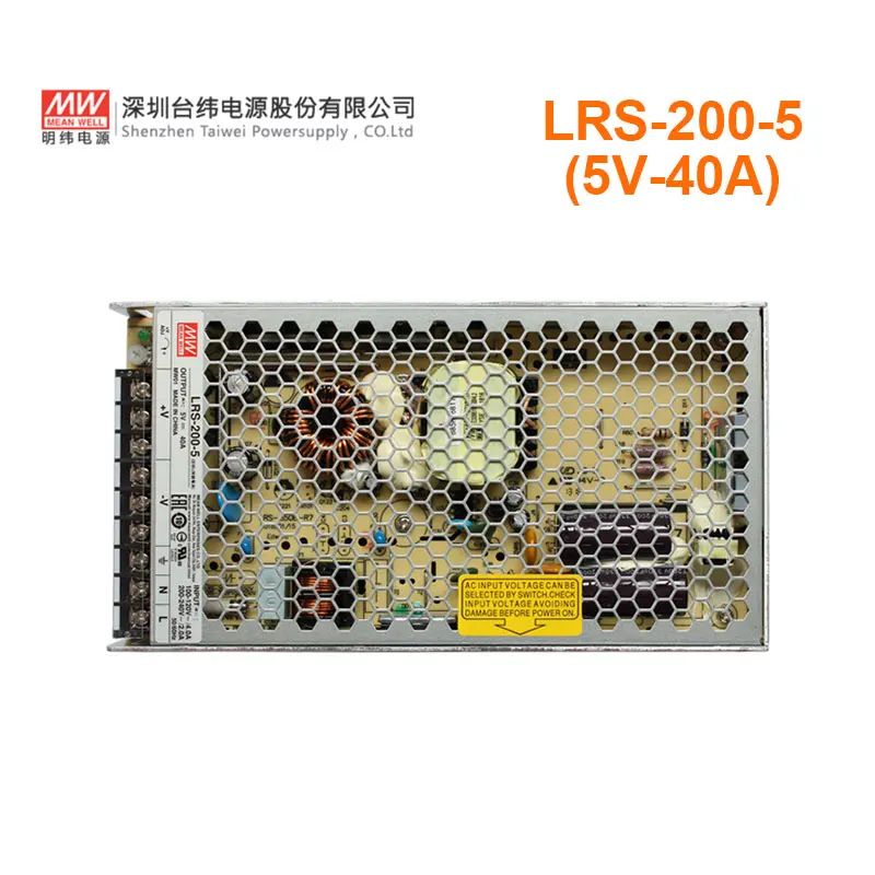 

Светодиодная лента MEAN WELL LRS-200-5 200W 5V AC to DC, одинарный выход 40A 5V 200W