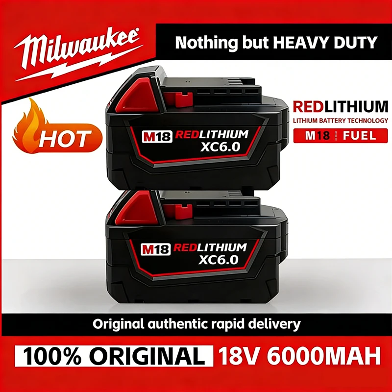 

2026 100% Original Milwaukee M18 6.0Ah 5.0Ah Battery 18V REDLITHIUM Ion High Power Long Cycle Life