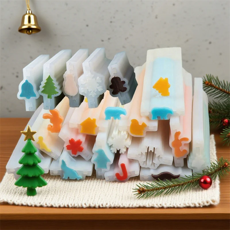 Christmas Tree Elk Beard Tube Column Tube Column Silicone Soap Candle Mold Embed Soap Making Supplies Silicone Mold for Soap