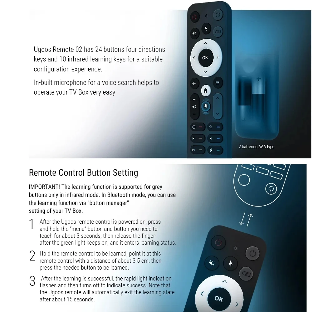 جهاز التحكم عن بعد الصوتي الأصلي UGOOS UR02 BT مع استبدال الجيروسكوب لـ Ugoos AM8 PRO AM6B AM6 PLUS X4 X4Q Cube Pro Extra #5