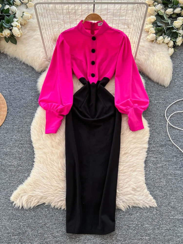 

Faionable Color Blo Women's Dr Slimming Waist High Waist A-Line Skirt Long Sve Commute Sle Polyester Fiber