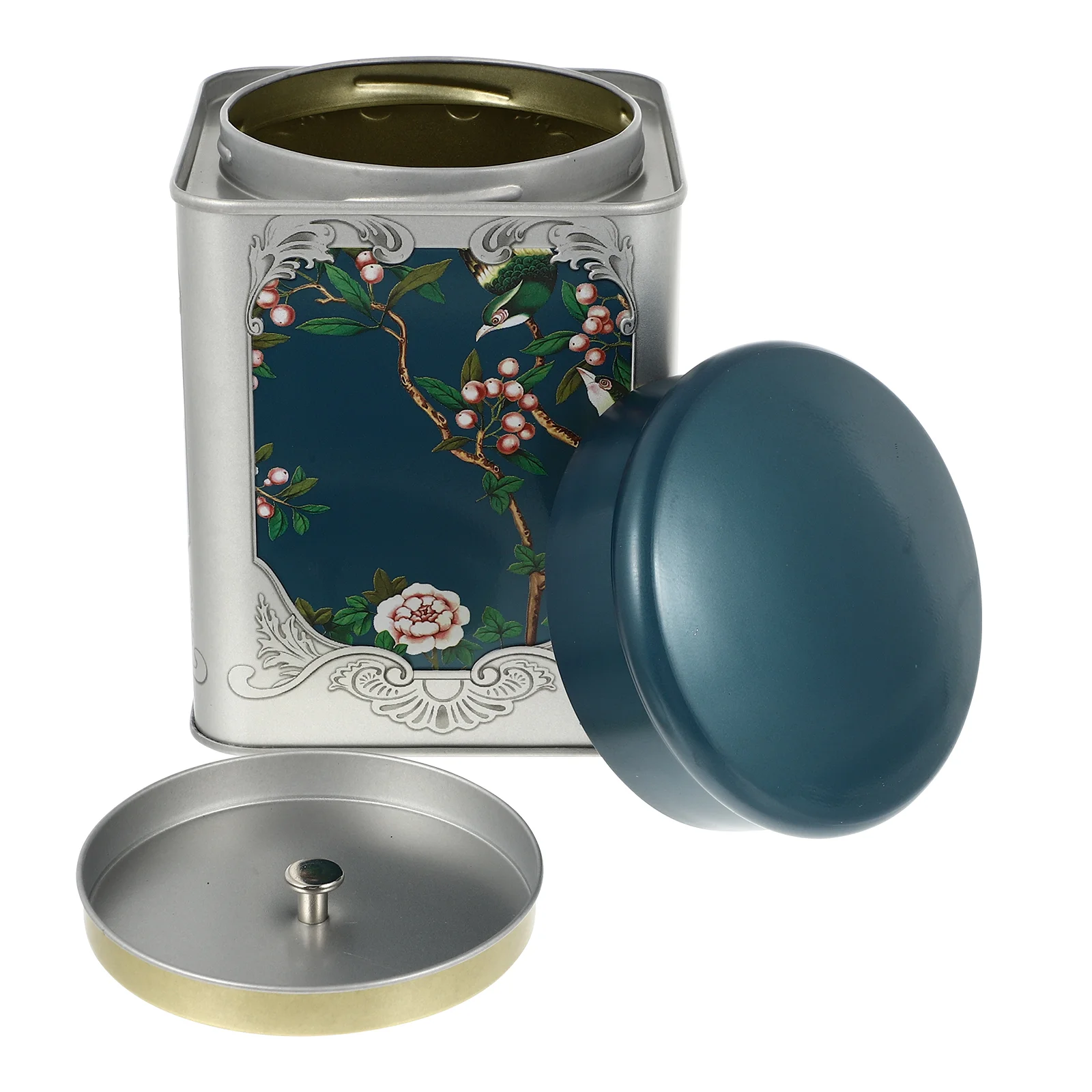 Square Tea Loose Storage Boxes Lockers Metal Container Tinplate for Cans Tins Candy Jar