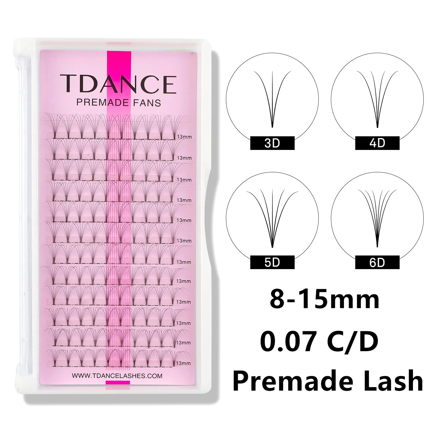 TDANCE Pre-made Volume Fan Eyelash Extension 12rows 0.07mm Thickness 3D 4D 5D 6D Faux Mink Individual False Lash Russian Lashes