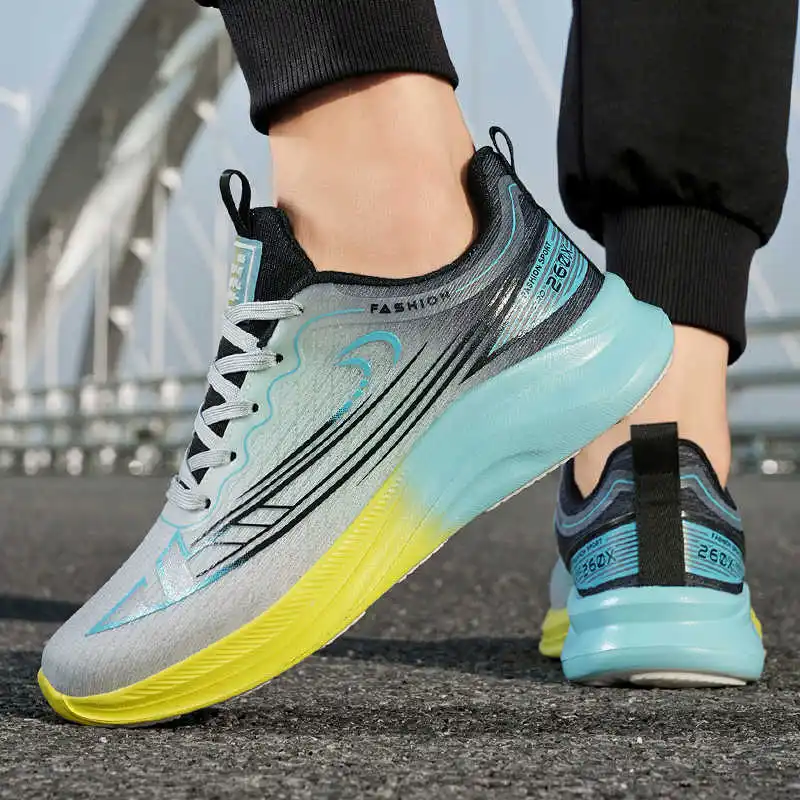 Zapatos deportivos de lujo con punta redonda para hombre, zapatillas deportivas tejidas, botas deportivas informales para hombre, práctica móvil, comprar