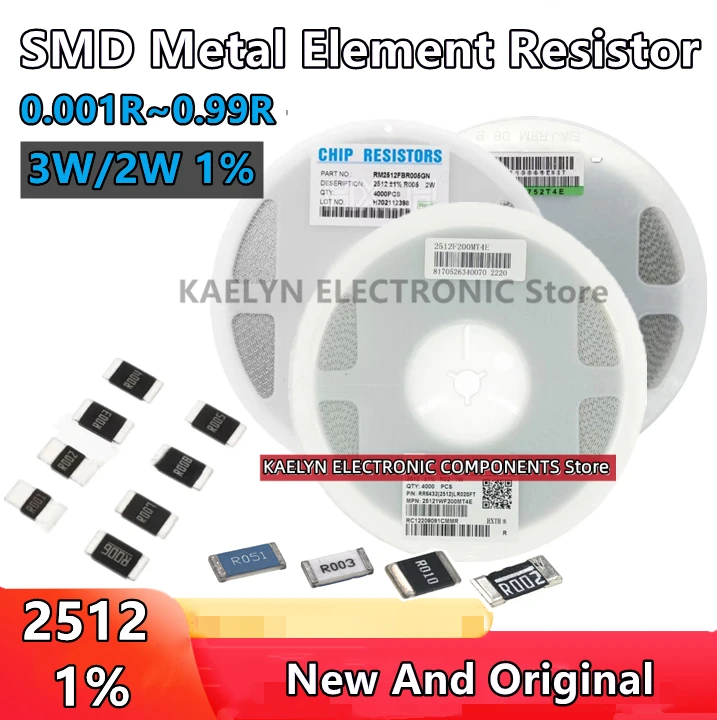 4000 шт. 2512 1% SMD 3 Вт/2 Вт металлический резистор 0,001R 0,002R 0,004R 0,05R 0,018R 0,1R 0,3R 0,39R 0,33R 0,2R 0,27R 0,24R 0,0012R 0,09R