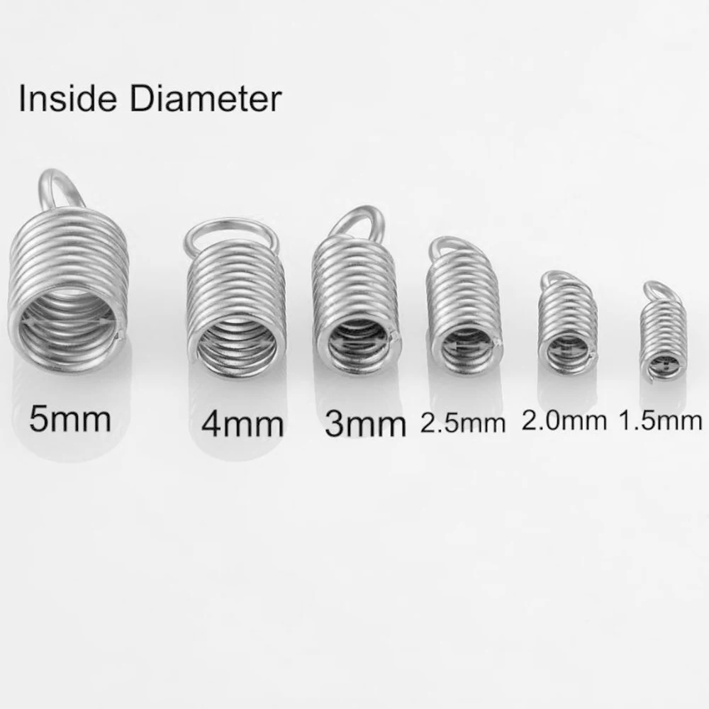 Atacado cabos de corrente de corda de aço inoxidável crimp grânulo tampas de extremidade terno para 1/2/3mm jóias fazendo diy pulseira colar conector