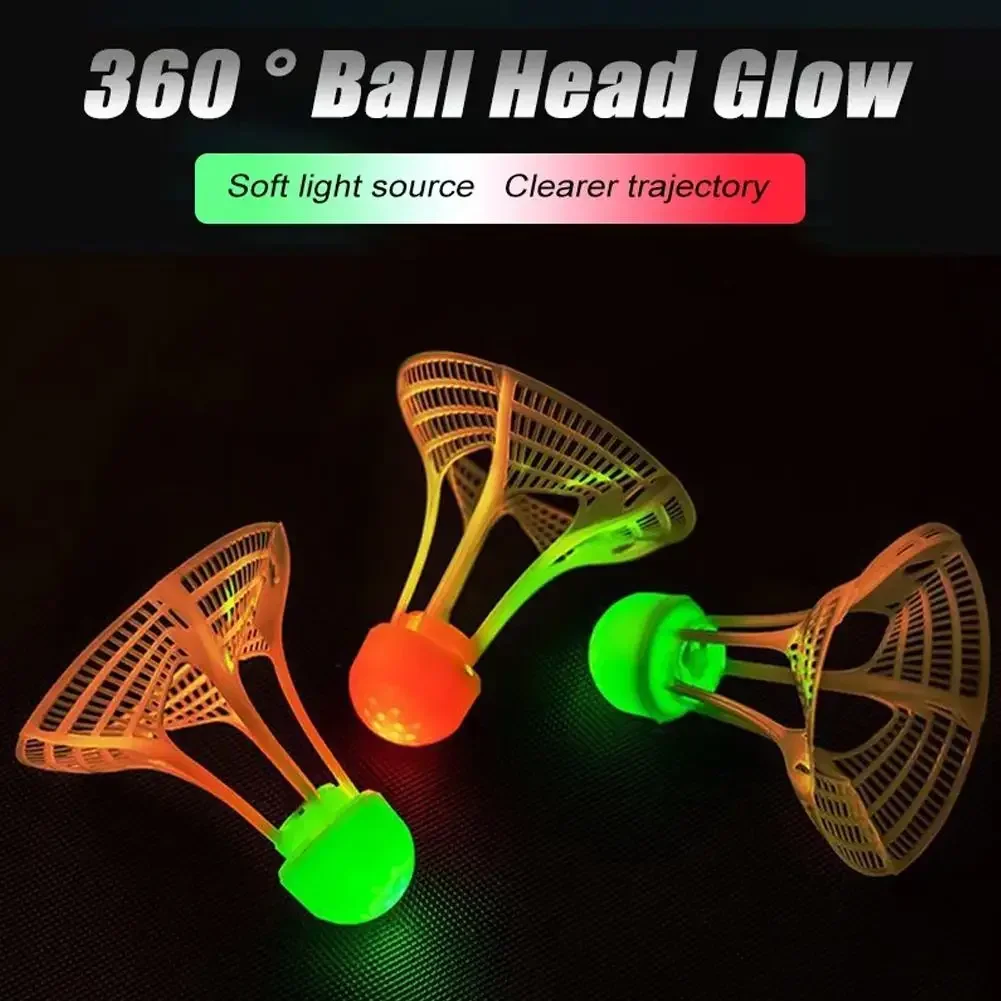 1pc Glow-In-The-Dark Windproof Badminton Shuttlecock Ball Wind Resistance Training Accessoires Night Outdoor Sport Supplies