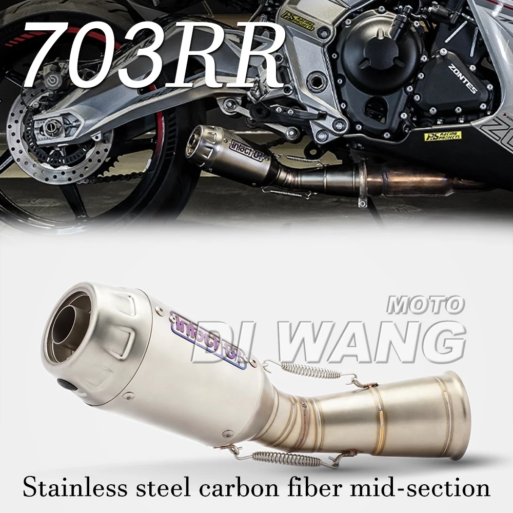 

For ZONTES 703RR Motorcycles Exhaust Pipe Modification with Stainless Steel and Carbon Fiber Mid-section Tailpipe Custom