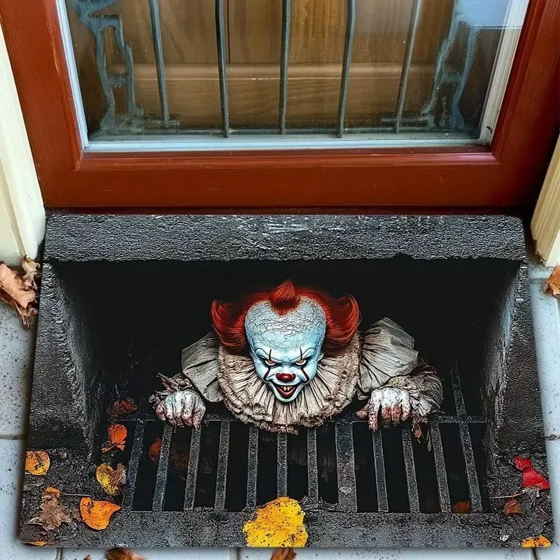 VIKAMA Gruselige Treppen-Illusions-Fußmatte, Horror-Themen Rutschfester Teppich für Eingangsbereich, Schlafzimmer & Halloween-Party – Detail 3
