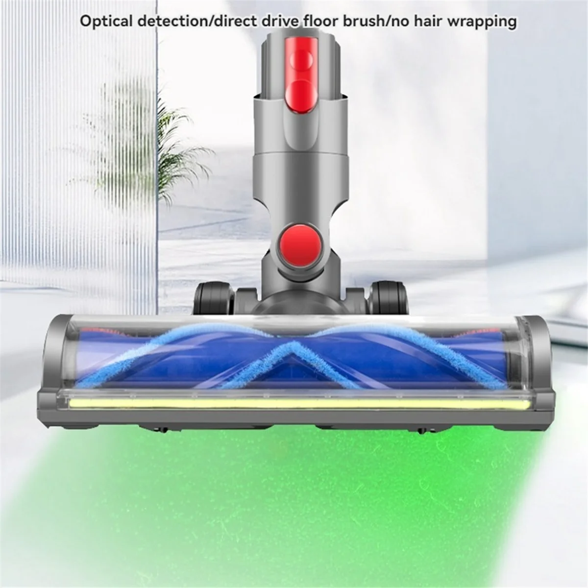 A74G-For Dyson V10 Slim V12 سجاد أرضيات من الخشب الصلب النحيف مع ضوء LED على شكل حرف V رأس تنظيف فرشاة بشعيرات توربو