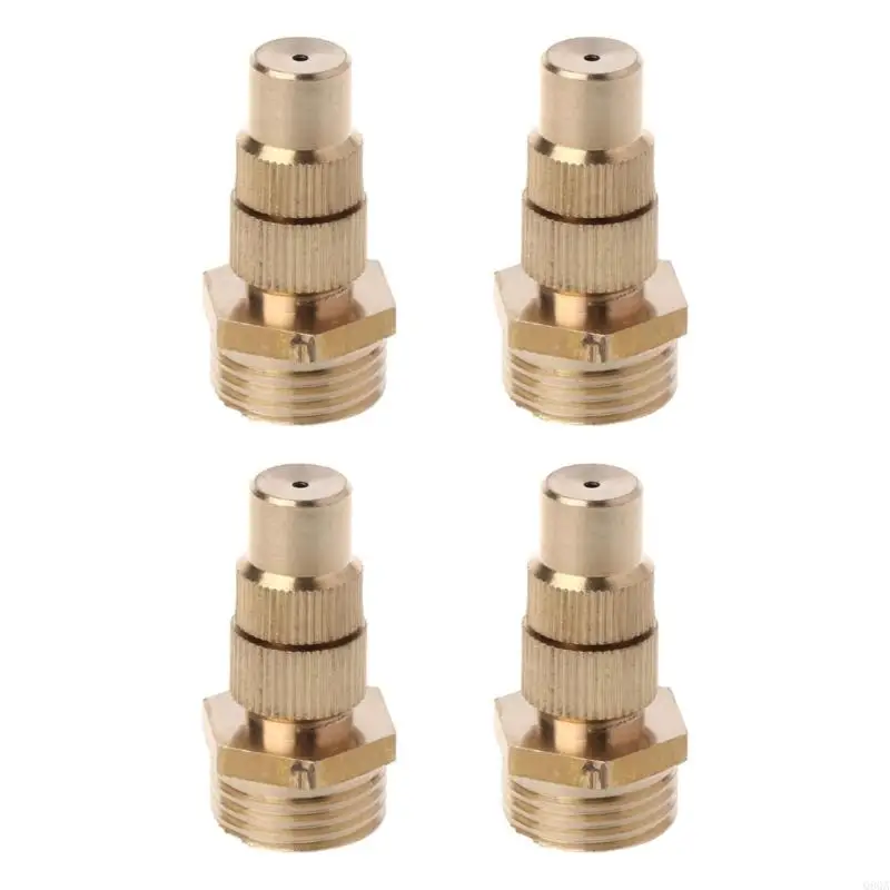 Q9QA 4pcs Nozzles High Pressure for Garden Irrigation Brass High Atomization Nozzles Adjustable Water Sprayers 1/2In Nozzles