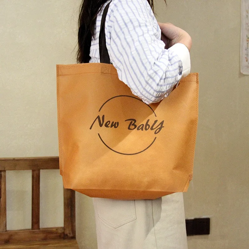 Custom logo Non-woven Tote Gift Bag With Button And Handle For Shopping,Clothes Wigs Business Packaging Printing Fee Not Include