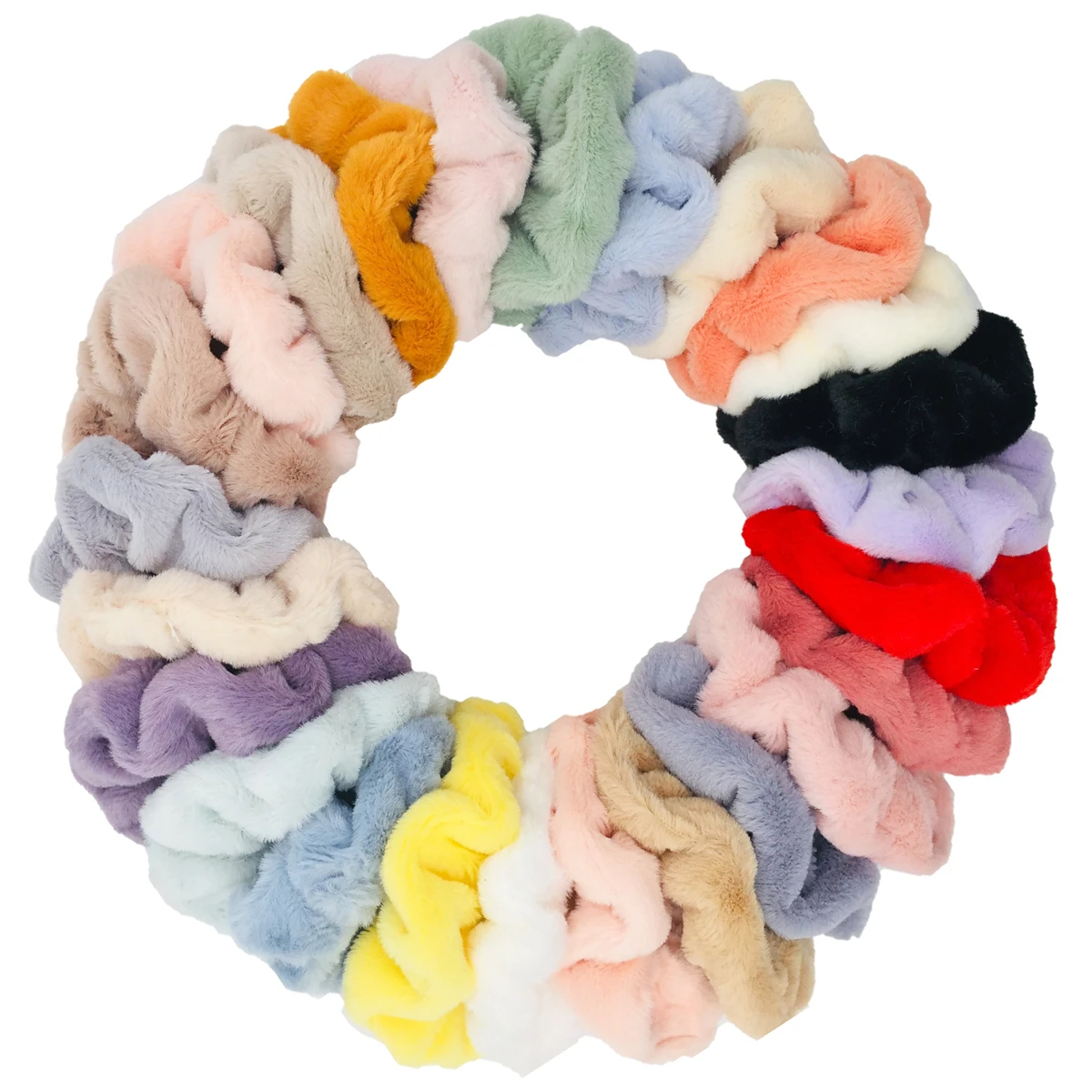 

1pc Hair Scrunchies Furry Elastic Band Women Girl Ponytail Holder Rubber Ties Accessories Plush Faux Fur Soft Chiffon Headband