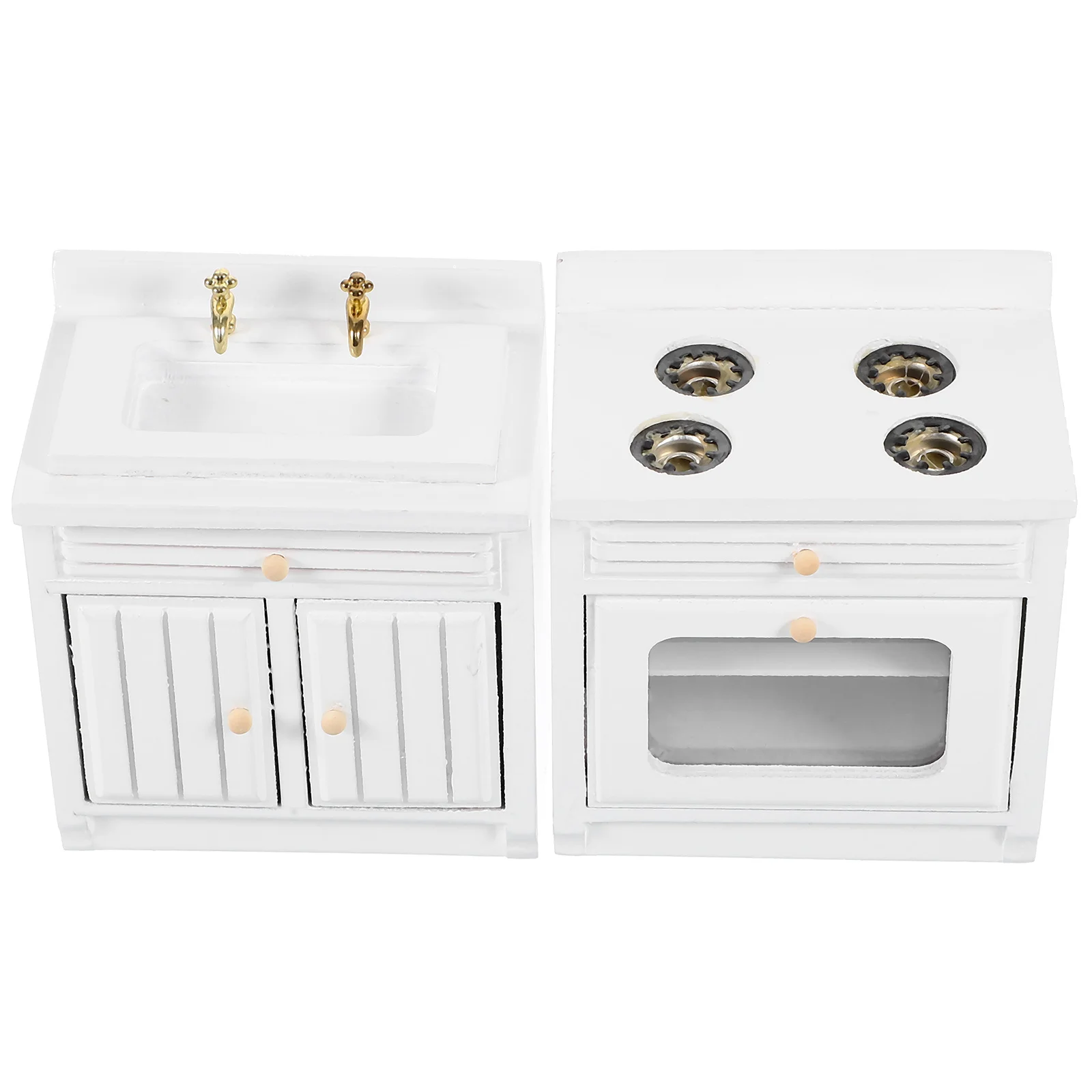 

1Set Miniature Sink Cabinet and Kitchen Stove Multi-Functional Home Decor Photography Prop Compact Simulation Wash Basin Kitchen