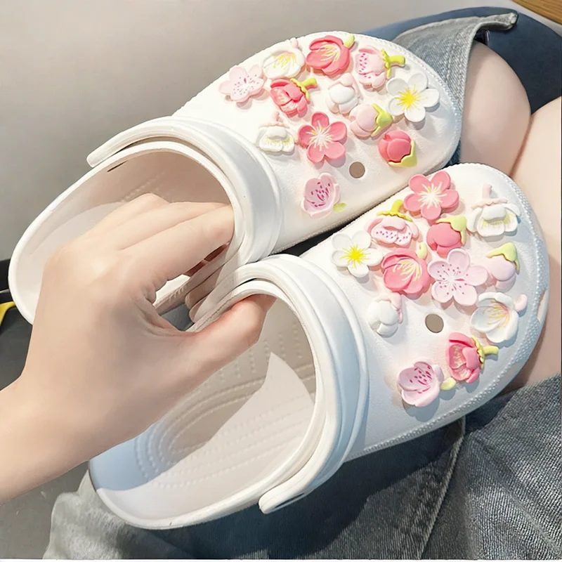 New Romantic Cherry Blossom Hole Shoe Charm for DIY Shoes Buckle Decaration for shoe Charms Clogs Kids Boys Women Girls Gifts