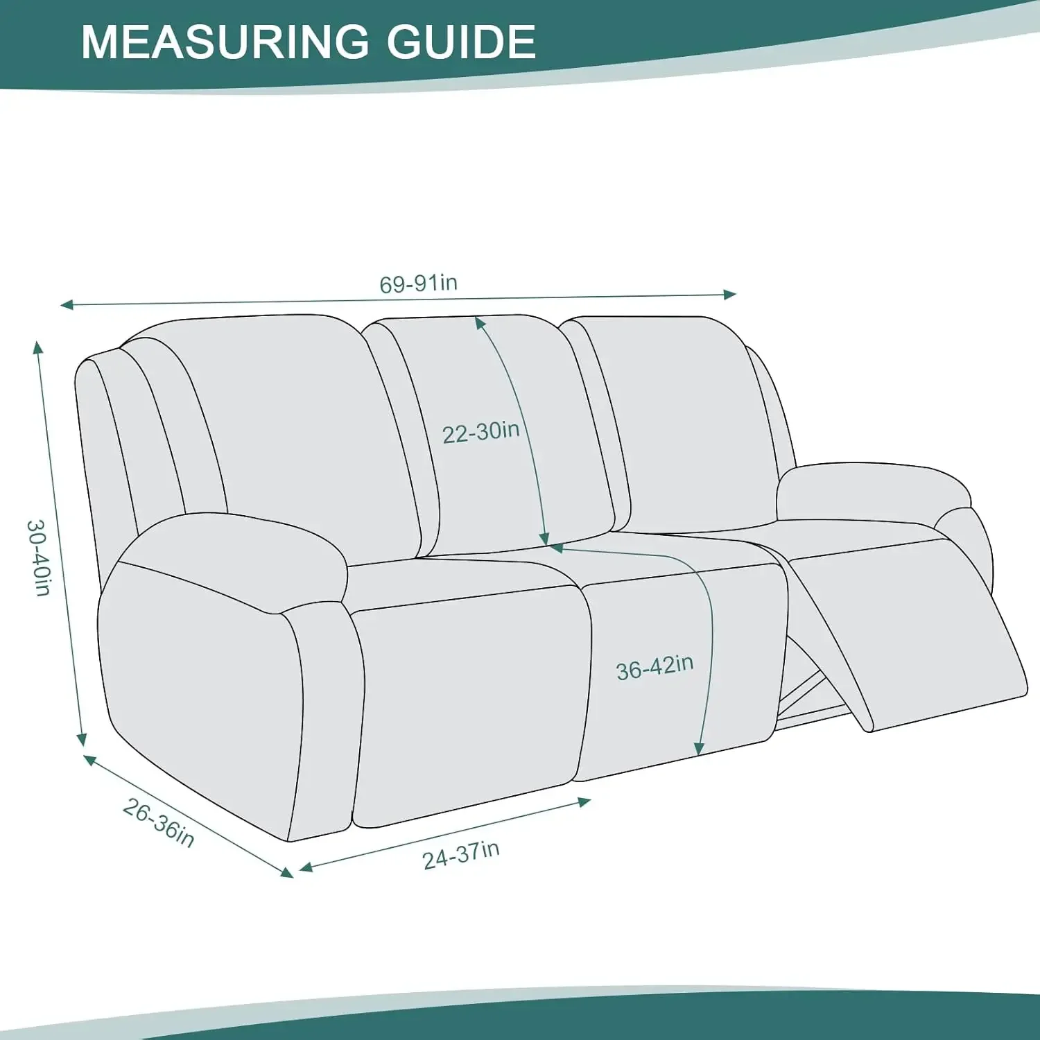 Recliner Sofa Covers 3-Pieces Reclining Couch Covers with Pockets Jacquard Reclining Sofa Covers 3 Seater Soft Washable