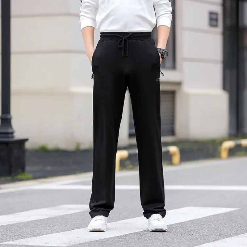 2024 Tall Men Sweatpants Extra Long Length Big Size Summer Sweat Pant Stylish Large Trouser Male Black 130cm Lengthen High Waist