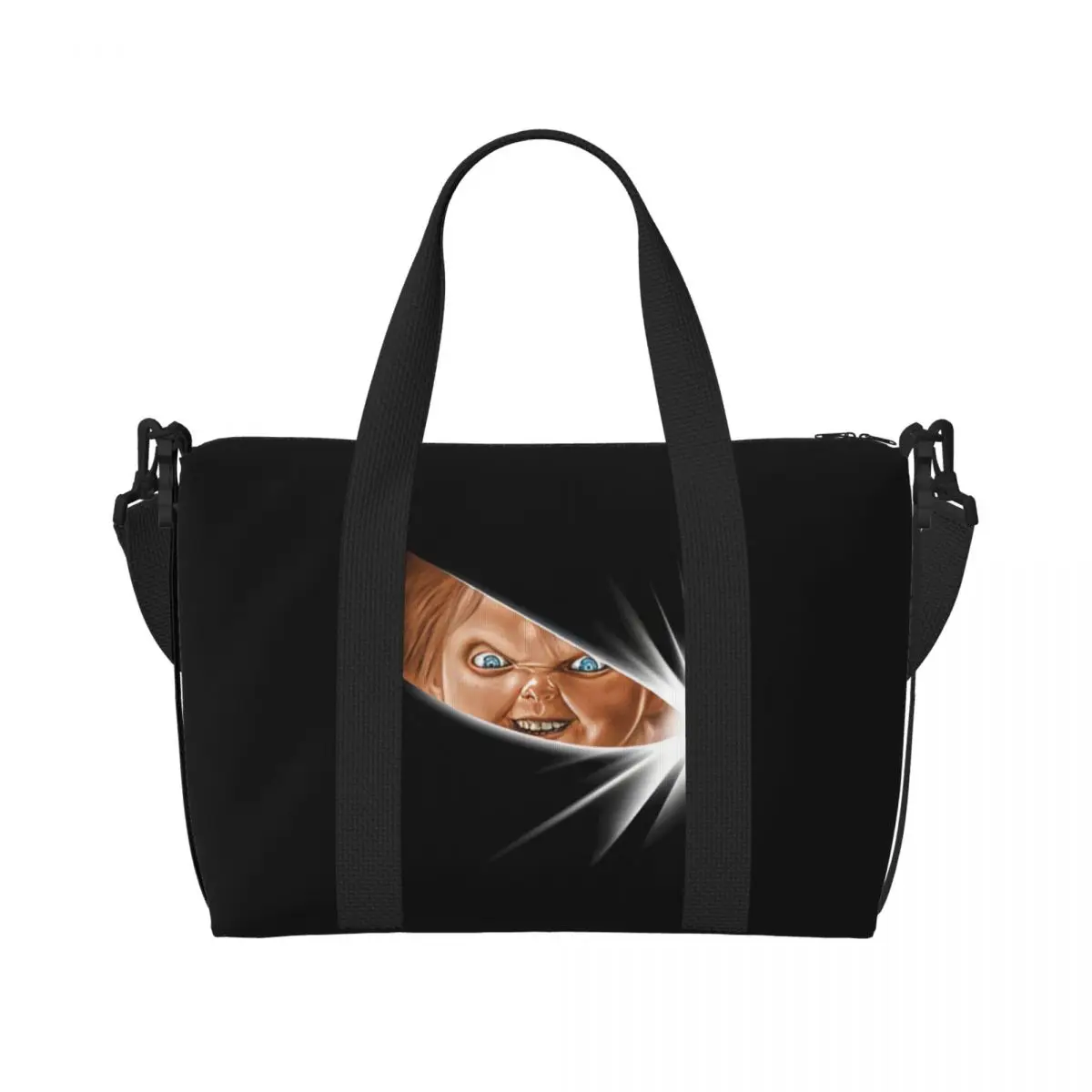 

Изготовленная на заказ детская сумка-тоут Чаки для женщин, большая вместительная сумка для фильма ужасов, тренажерный зал, пляжные дорожные сумки