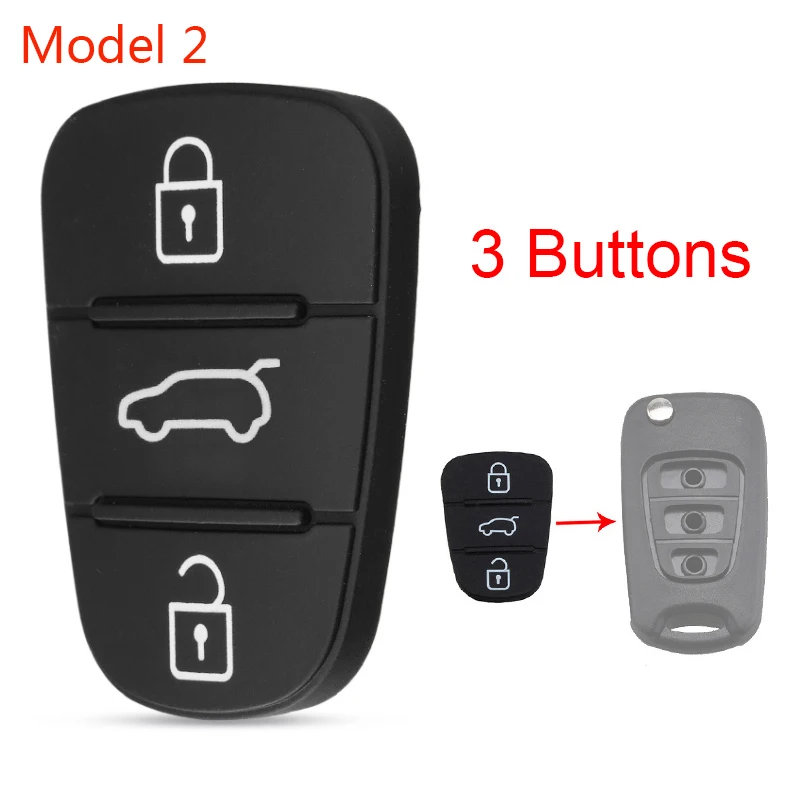 3 Buttons Remote Car Key Shell Fob Rubber Pad for Hyu-ndai Solaris Accent Tuc-son l10 l20 l30  IX35 K-ia K2 K5 Rio Car Key Case