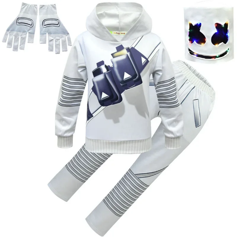 Hundred Face DJ Rock Music Children's Sweatshirt Hooded Suit Smiling Face DJ Cosplay Costumes Boys Halloween Performance Costume