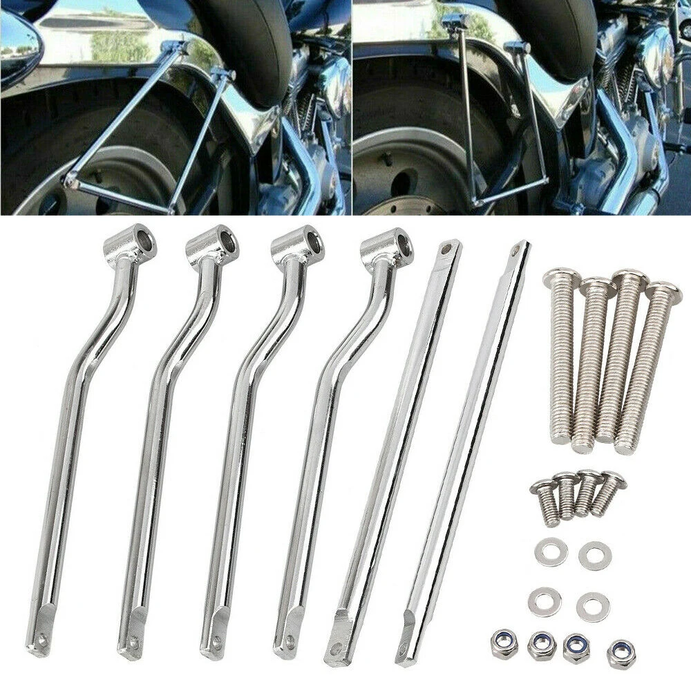 

Универсальная хромированная седельная сумка для мотоцикла, ремонтный комплект с опорными планками, кронштейн для Harley Kawasaki Honda Yamaha, боковой багаж