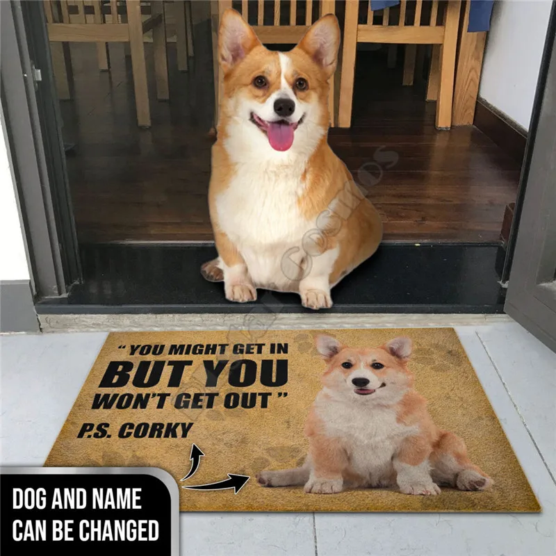 Personalized Love Corgi Rubber Base Doormat 3D Please Remember House Doormat Non Slip Door Floor Mats Decor Porch Doormat