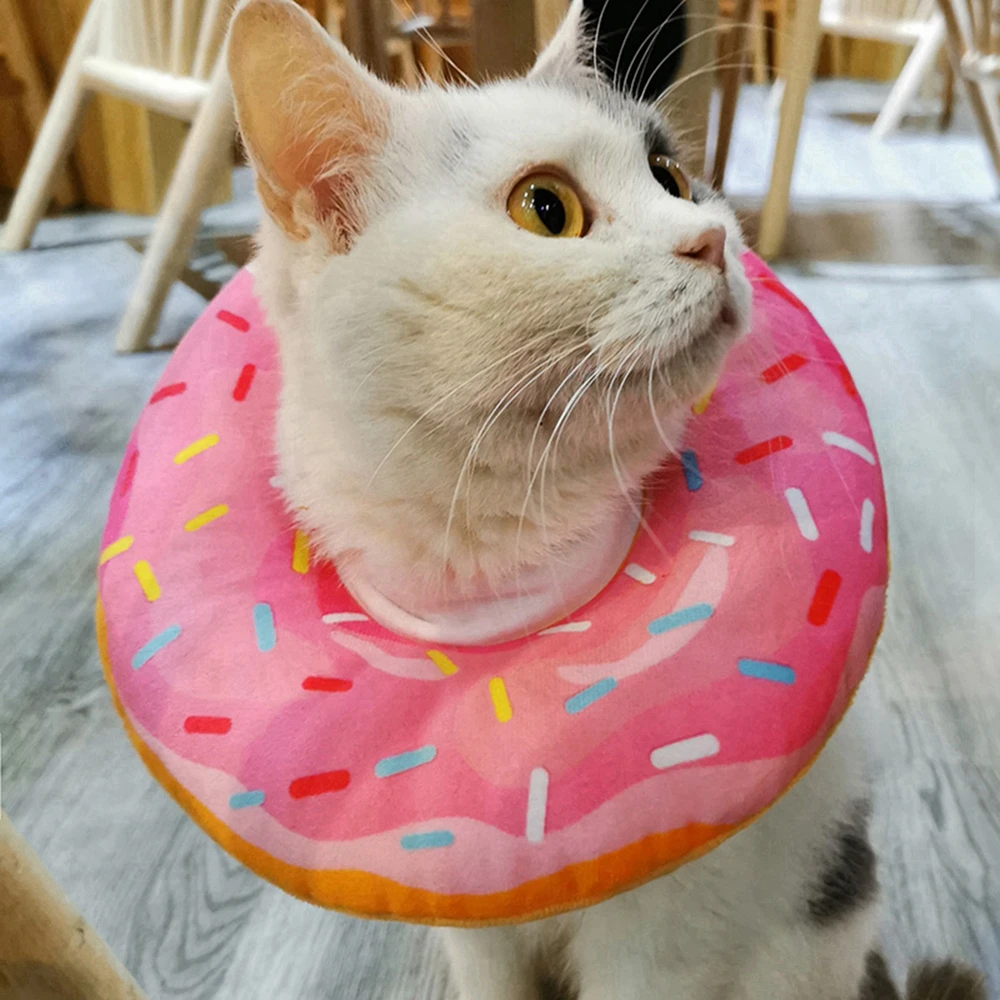 Pet Cat Donut Headgear Elizabeth Pet Protection Collars Recovery Cone Adjustable Cotton Blends Neck Prevent Bite Protection