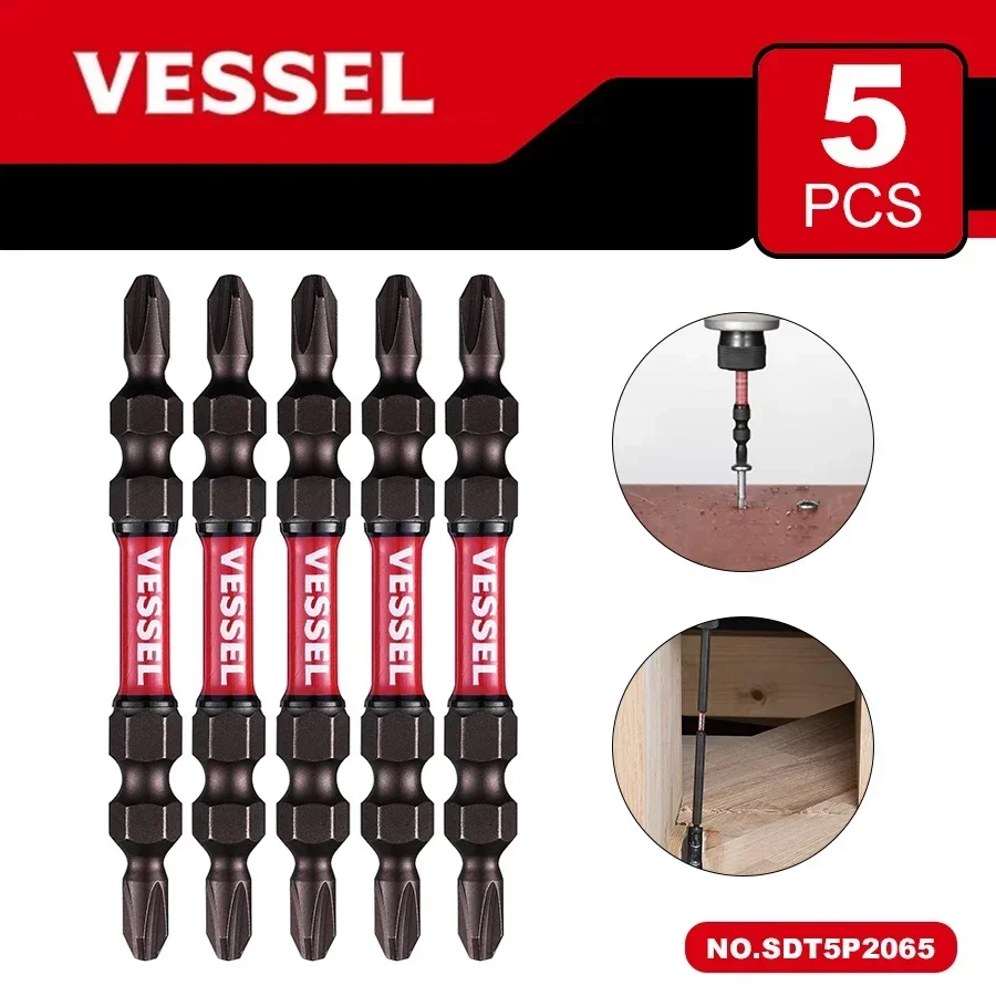 

VESSEL SDT Series Magnetic Cross Bit Set 65-150mm Length Slender Torsion Screwdriver Bit PH1 PH2 Hand Tools SDT5P Electro - tool