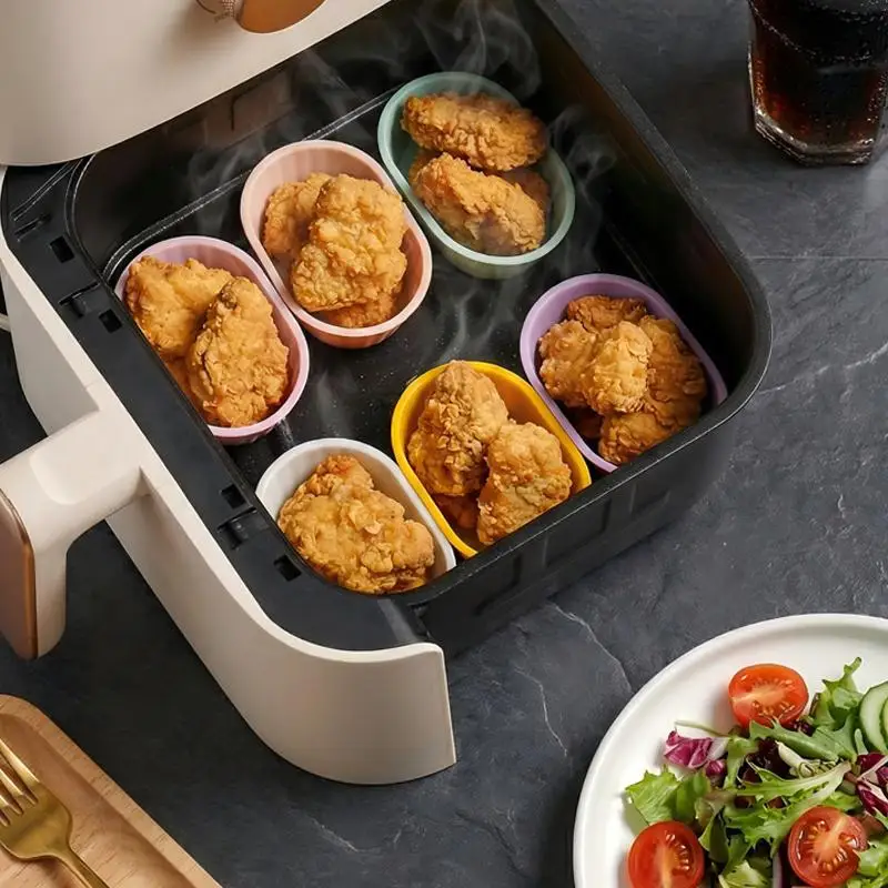 10Pcs Silicone Muffin Mold Oval Muffin Cup Reusable Non-Stick Cake Baking Mold Kitchen Cooking Supplies Cake Decorating Tools