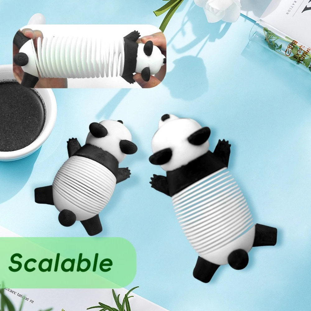 

Desktop Panda Figurine Decor Spring Panda Stretchable Spring Stress-relieving Toy Figurines Miniatures Living Room Decoration