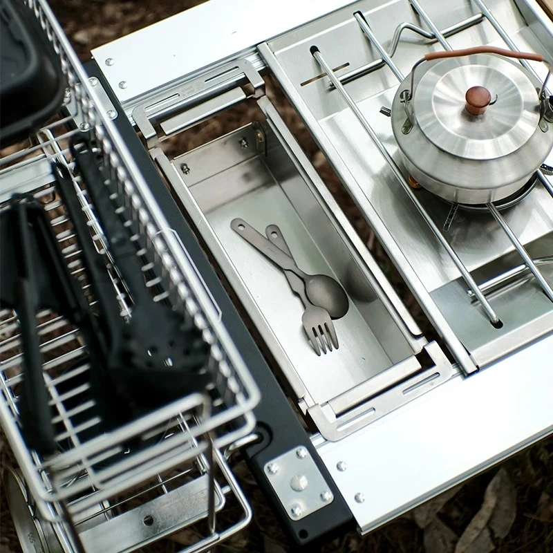 Outdoor camping Stainless steel 0.5/1 unit Pull-out storage box Seasoning box
