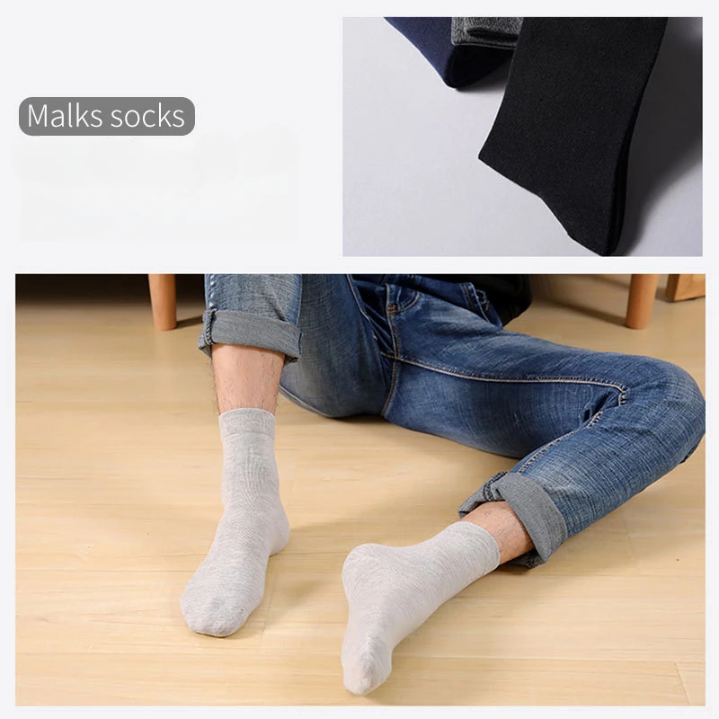 1-5-10 Pairs Men's Cotton Socks Set Soft Breathable Business Black White - Autumn Spring Collection for Men