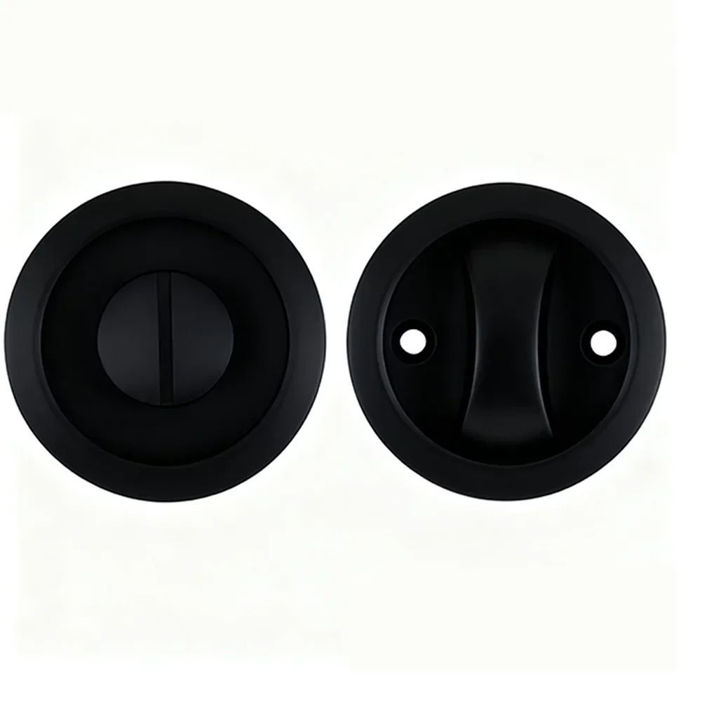 Flat Black Pocket Door Latch Sliding Handle Easy Installation for Hall and Closet Interior Doors Zinc Alloy Material