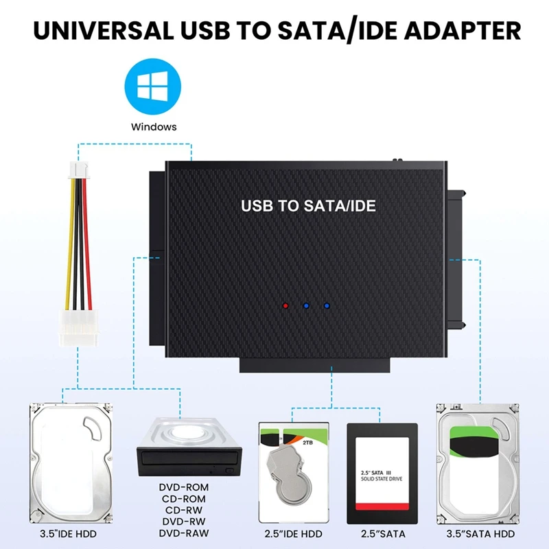 USB 3.0 SATA 및 IDE 어댑터, 하드 드라이브 어댑터, 2.5 인치, 3.5 인치 SATA 및 IDE HDD