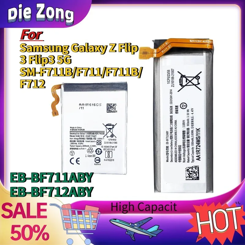 

In Stock For Samsung Galaxy Z Flip 3 Flip3 5G SM-F711B/F711/F711B/ F712 Batteries + Tools EB-BF711ABY EB-BF712ABY Battery