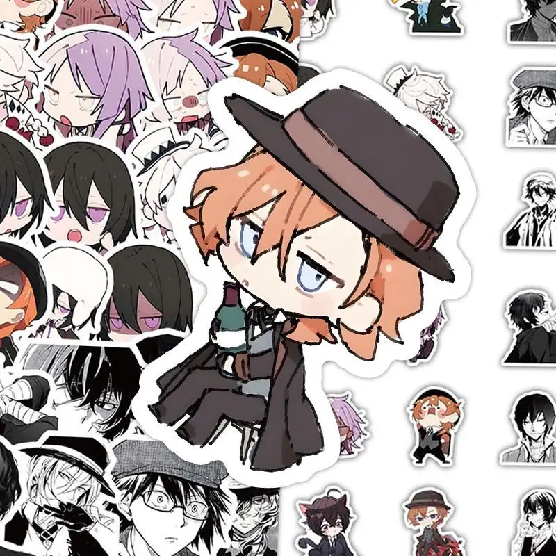 Bungo Stray Dogs anime cartoon cute stickers kawaii 2D manga style boys and girls DIY graffiti decoration 60pcs decals wholesale