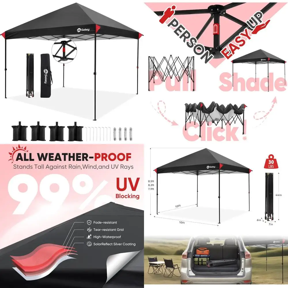 

Sekey 10x10 Pop Up Canopy with One Push Setup-Easy Up Canopy with 99% UV Blocking - Instant Outdoor Sun Shade for Events, Partie