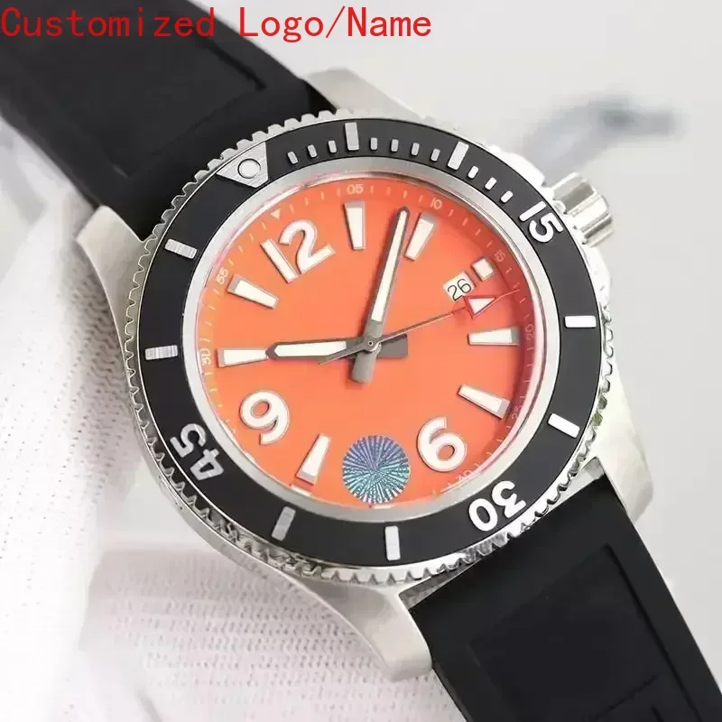 Mens Watches Luxury Black Blue Luminous Stainless Steel Rotating Bezel Automatic Mechanical Rubber Customized