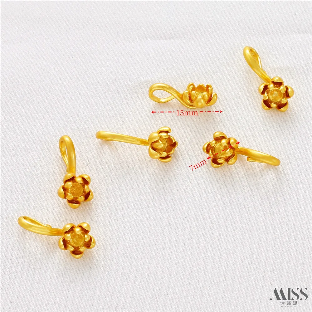 18K Gold-plated Matte Gold Lotus Hook Buckle S Buckle Movable Mouth Ruyi Connection Buckle DIY Bracelet Necklace Accessories