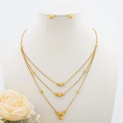 African Fashion Sets Luxury Dubai Jewelry Round Bead Stud Earrings Pendant Necklace Women Party Jewelry Set Accessories