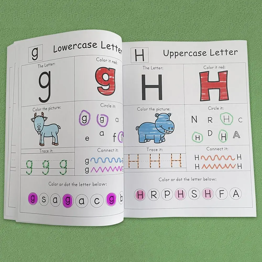 Multicolor Alphabet Workbook Upper or Lower Case Teaching Tool a-Z Writing Recognize English Letters Spell Exercise Book