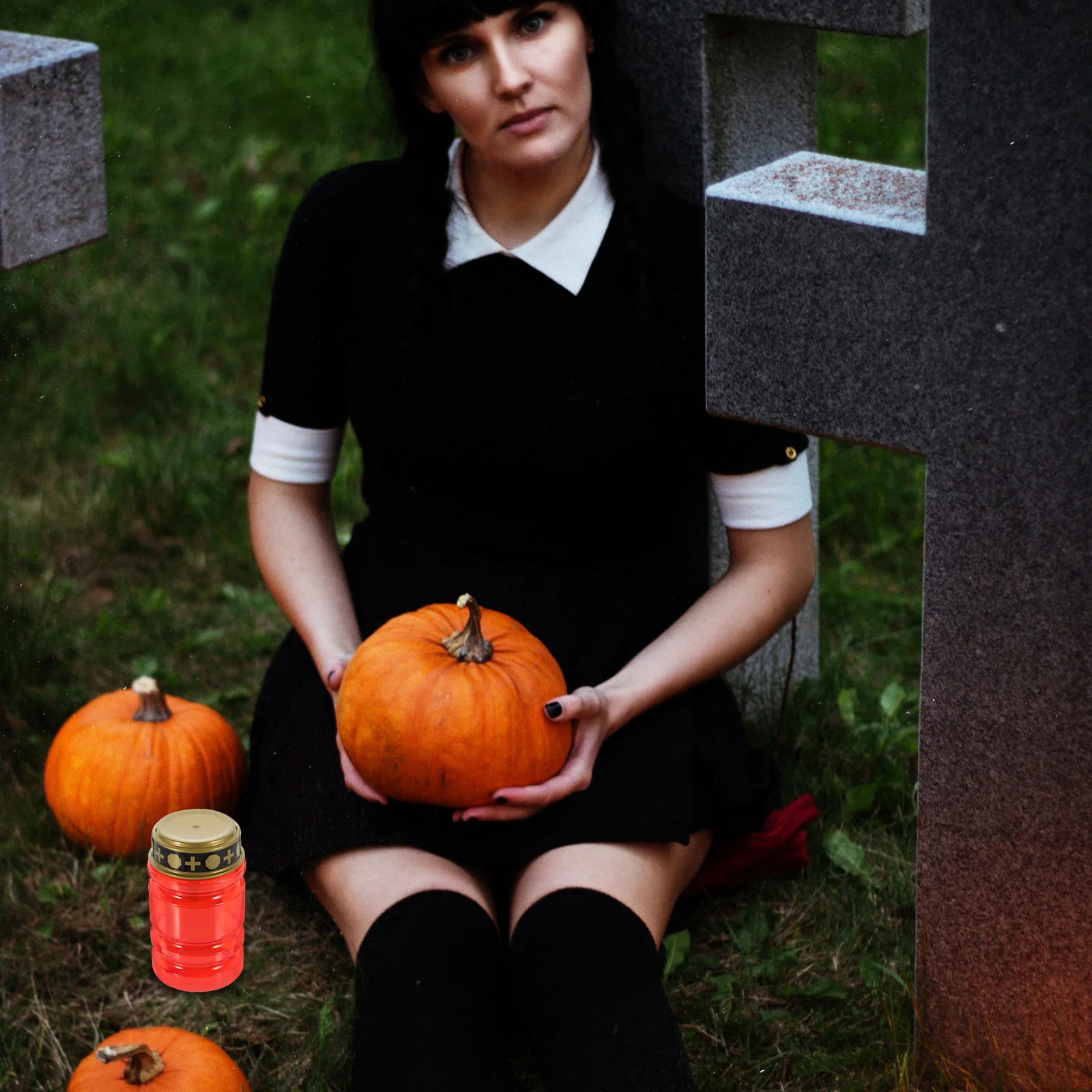 

2pcs LED Candles Religious Grave Decorations Flameless Plastic Cemetery Lights Jesus Lanterns Outdoor Pillar Candles