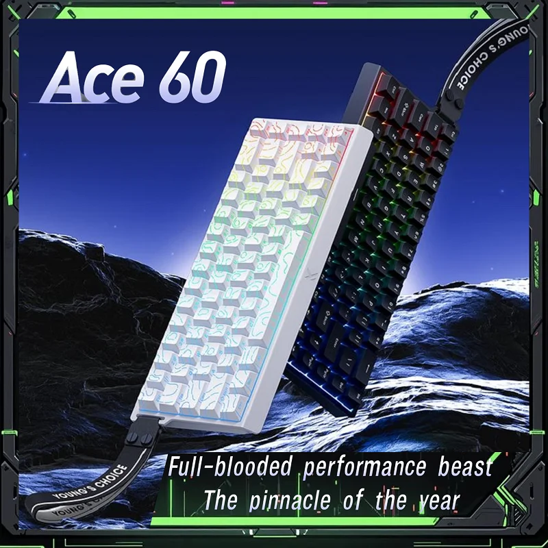 

MCHOSE Ace60/Ace60Pro Gaming Keyboard - Type-C Wired,RGB Backlit,61-Key Ergonomic Compact Layout, Ultra-Responsive for eSport