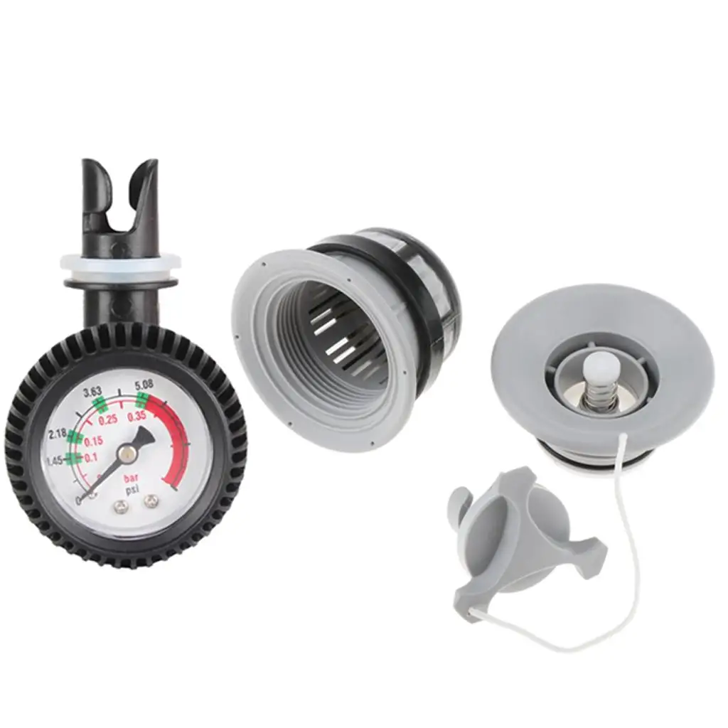 Inflatables Pressure Gauge with Silicone Protector Air Valve Adapter Kit for Inflatable Boat Kayak Raft