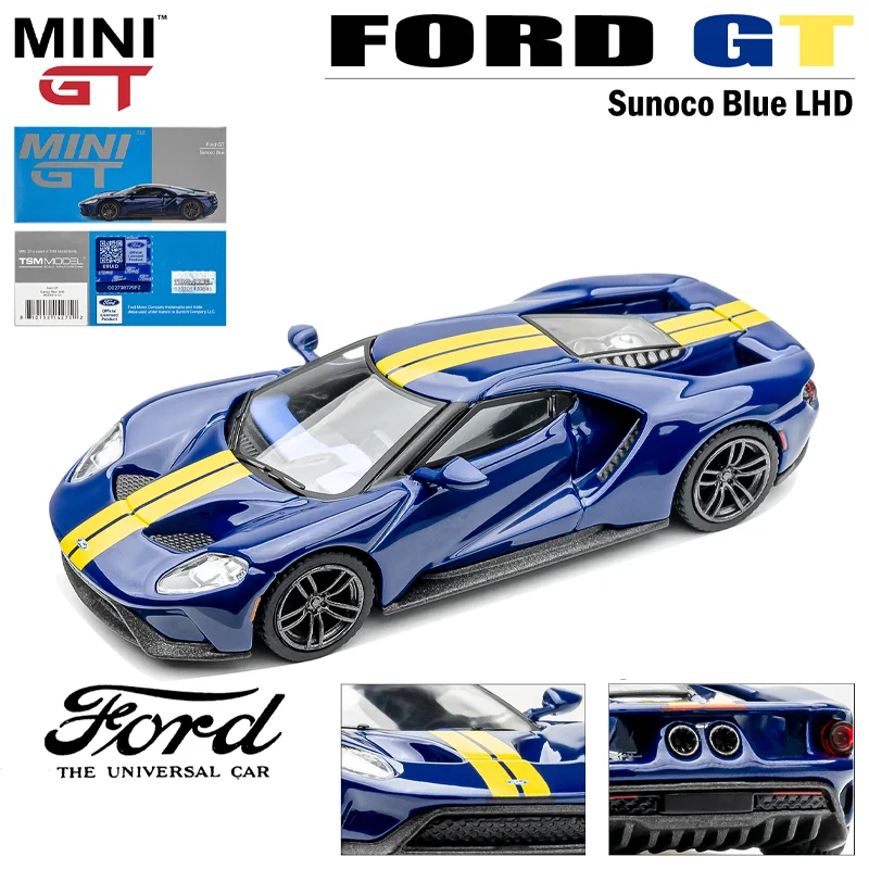 Minigt Schaal 1/64 Ford Gt Drievoudige Gele Lhd Legering Speelgoed Motorvoertuig Diecast Metalen Model Geschenken