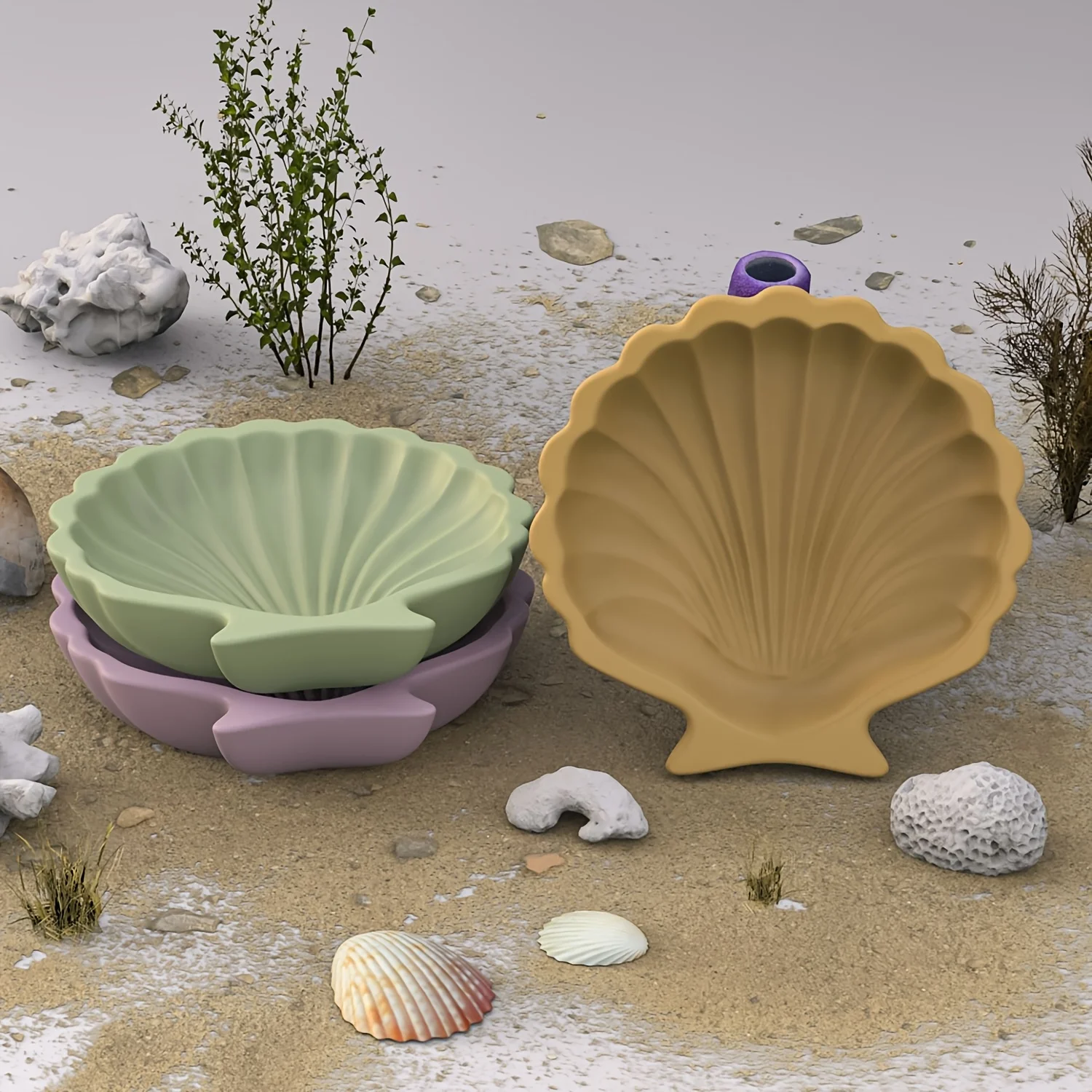 1pc Ocean Shell Storage Tray Mold, Plaster Concrete Casting Tray Mold, Suitable for Home Decor and DIY Craft Projects