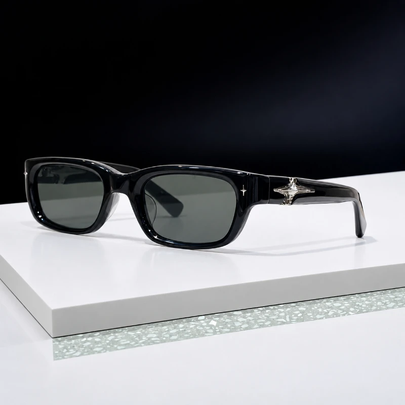 Kant Designer Luxury Glasses Frames for Men Women Black Square Prescription  Eyewear with Silver Cross Star Temple Details