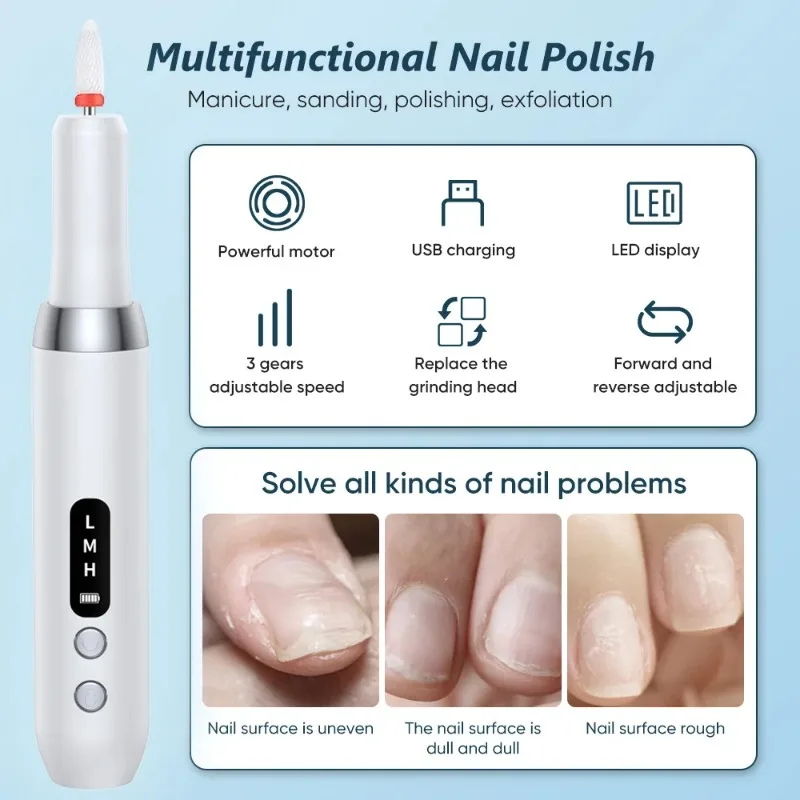 Nail Polisher Drill Professional Nails Grinding Polishing Dead Skin Removal Art Sanding File Pen Manicure Machine